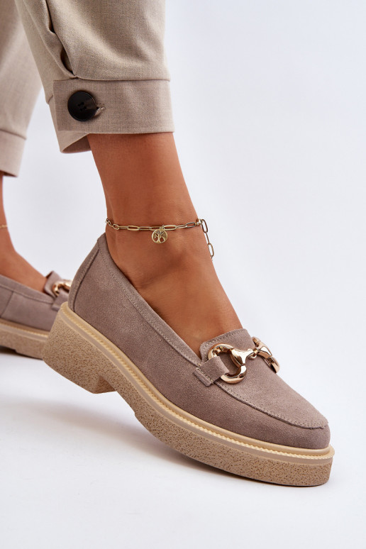 Zazoo 3429 Semišové mokasíny  s ornamenty cappuccino Zazoo 3429 Semišové mokasíny  s ornamenty cappuccino