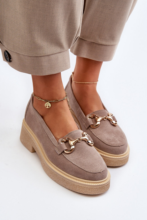 Zazoo 3429 Semišové mokasíny  s ornamenty cappuccino Zazoo 3429 Semišové mokasíny  s ornamenty cappuccino