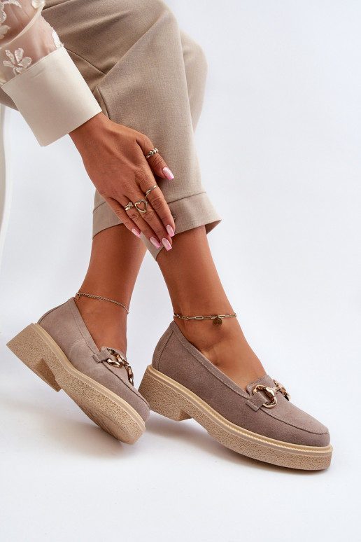 Zazoo 3429 Semišové mokasíny  s ornamenty cappuccino Zazoo 3429 Semišové mokasíny  s ornamenty cappuccino