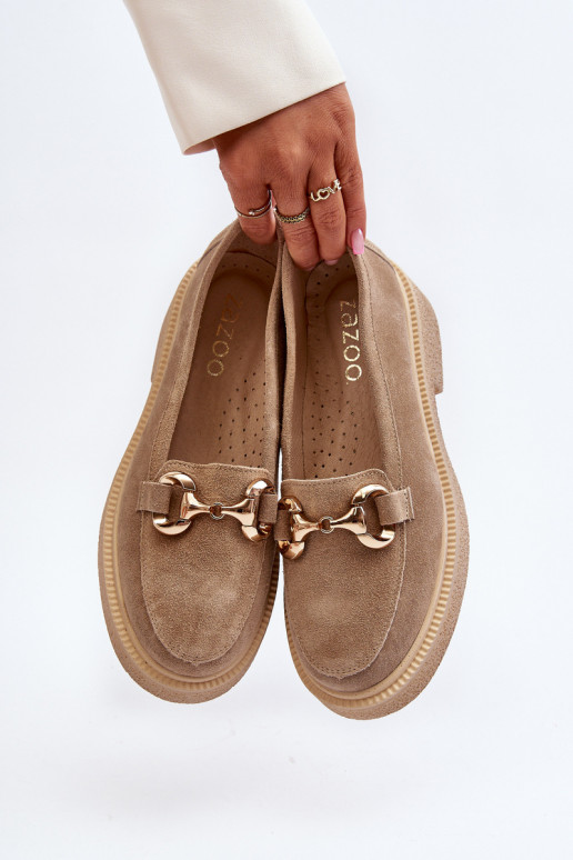 Zazoo 3429 Semišové mokasíny  s ornamenty béžové Zazoo 3429 Semišové mokasíny  s ornamenty béžové