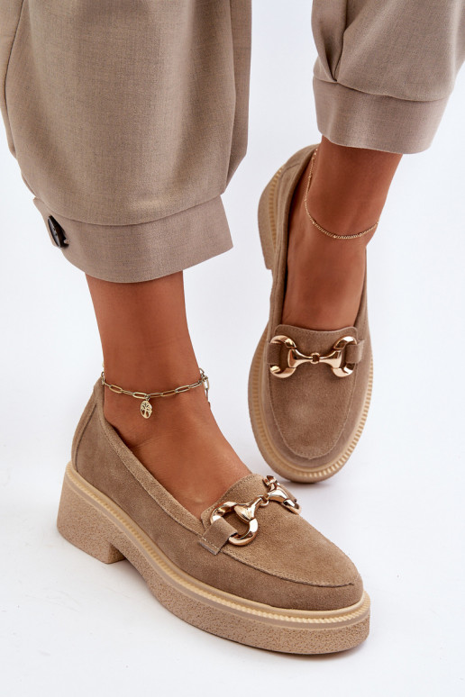 Zazoo 3429 Semišové mokasíny  s ornamenty béžové Zazoo 3429 Semišové mokasíny  s ornamenty béžové