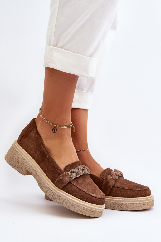 Zazoo 3429/W Elegantní semišové mokasíny s ornamenty hnědá Zazoo 3429/W Elegantní semišové mokasíny s ornamenty hnědá