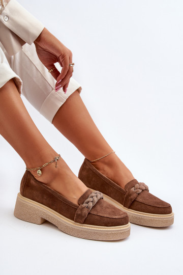 Zazoo 3429/W Elegantní semišové mokasíny s ornamenty hnědá 2