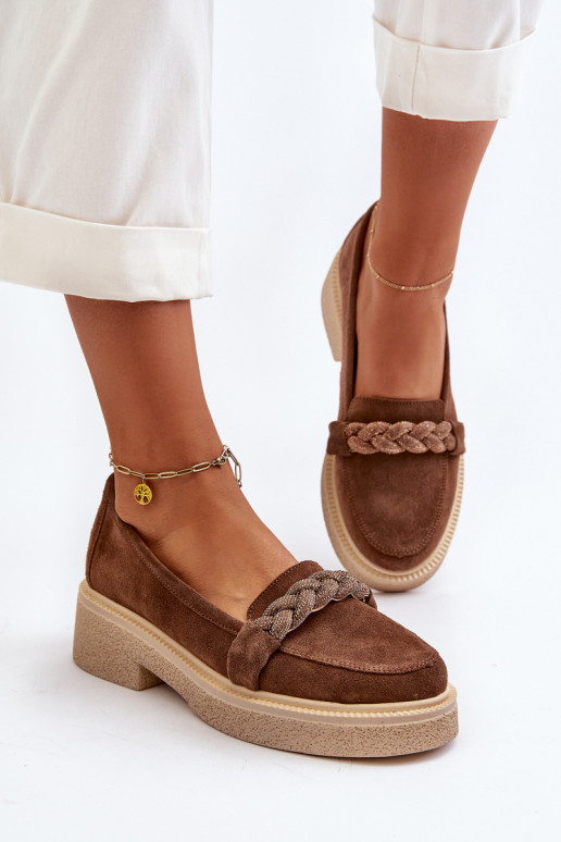 Zazoo 3429/W Elegantní semišové mokasíny s ornamenty hnědá Zazoo 3429/W Elegantní semišové mokasíny s ornamenty hnědá