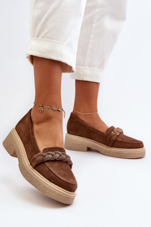 Zazoo 3429/W Elegantní semišové mokasíny s ornamenty hnědá Zazoo 3429/W Elegantní semišové mokasíny s ornamenty hnědá