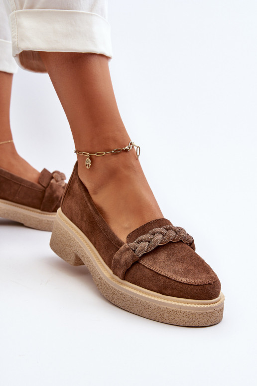 Zazoo 3429/W Elegantní semišové mokasíny s ornamenty hnědá Zazoo 3429/W Elegantní semišové mokasíny s ornamenty hnědá