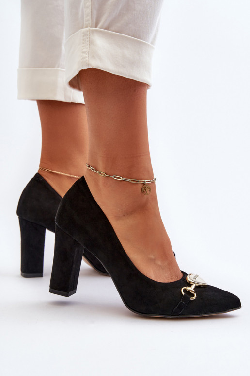 Zazoo 2453/OS Semišové boty s podpatky se srdíčky Černé Zazoo 2453/OS Semišové boty s podpatky se srdíčky Černé