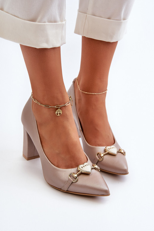 Zazoo 2453/OS  Obuv s podpatky se srdíčky perleťové Zazoo 2453/OS  Obuv s podpatky se srdíčky perleťové