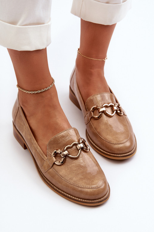 Lakované mokasíny Laura Messi 2760 hnědá   Lakované mokasíny Laura Messi 2760 hnědá