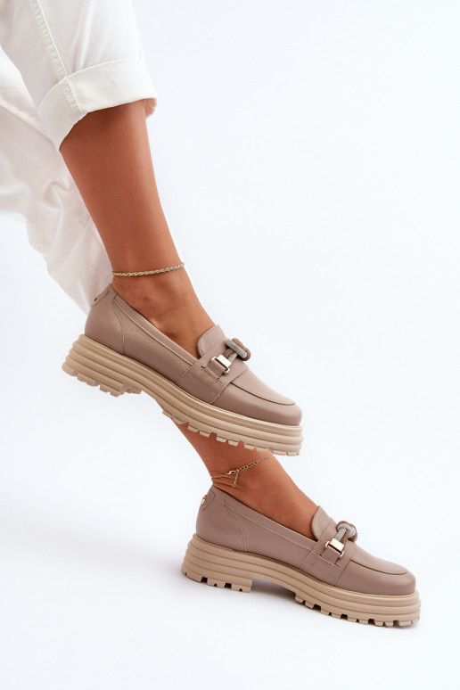 Dámské mokasíny s ornamenty Laura Messi 2780 béžové  Dámské mokasíny s ornamenty Laura Messi 2780 béžové