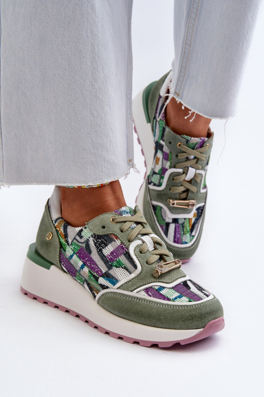 Tenisky  s platformou  06390-09 Seledynowe  Tenisky  s platformou  06390-09 Seledynowe