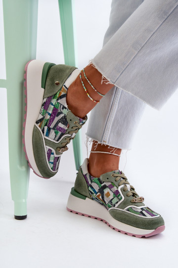 Tenisky  s platformou  06390-09 Seledynowe 2