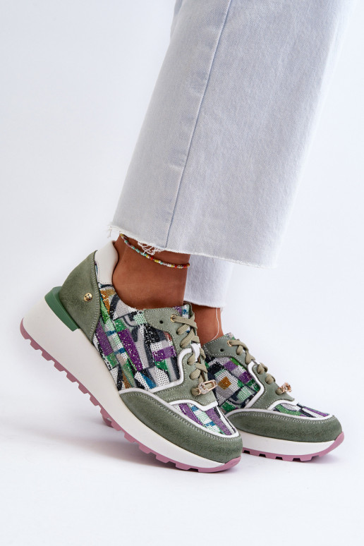 Tenisky  s platformou  06390-09 Seledynowe  Tenisky  s platformou  06390-09 Seledynowe