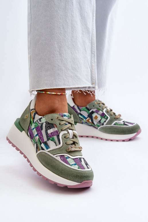 Tenisky  s platformou  06390-09 Seledynowe  Tenisky  s platformou  06390-09 Seledynowe