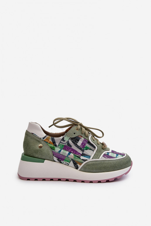 Tenisky  s platformou  06390-09 Seledynowe  Tenisky  s platformou  06390-09 Seledynowe