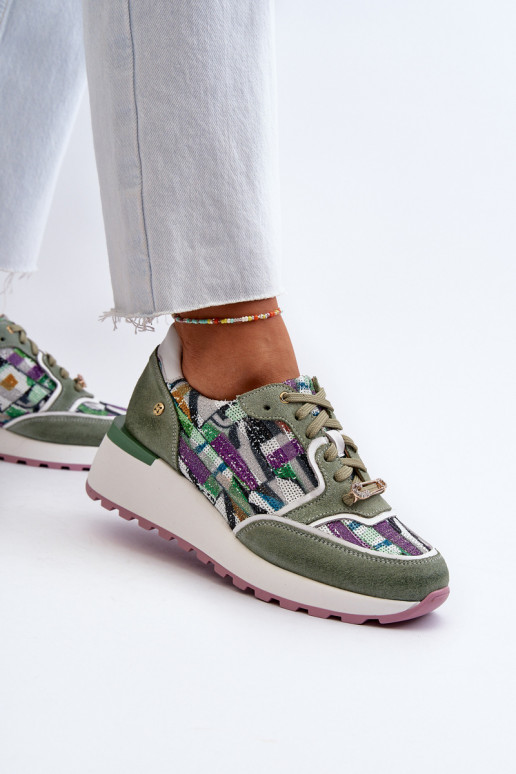 Tenisky  s platformou  06390-09 Seledynowe  Tenisky  s platformou  06390-09 Seledynowe