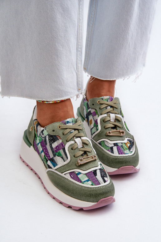 Tenisky  s platformou  06390-09 Seledynowe  Tenisky  s platformou  06390-09 Seledynowe