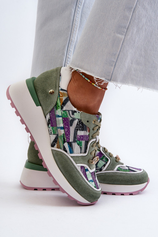 Tenisky  s platformou  06390-09 Seledynowe  Tenisky  s platformou  06390-09 Seledynowe