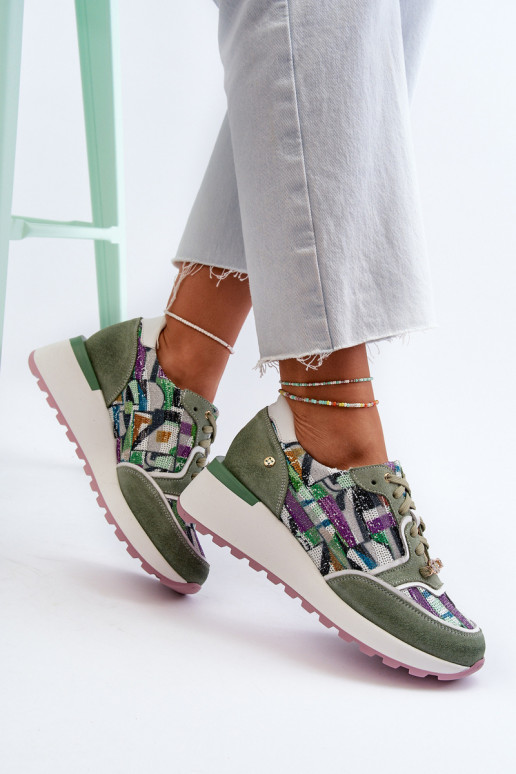 Tenisky  s platformou  06390-09 Seledynowe  Tenisky  s platformou  06390-09 Seledynowe