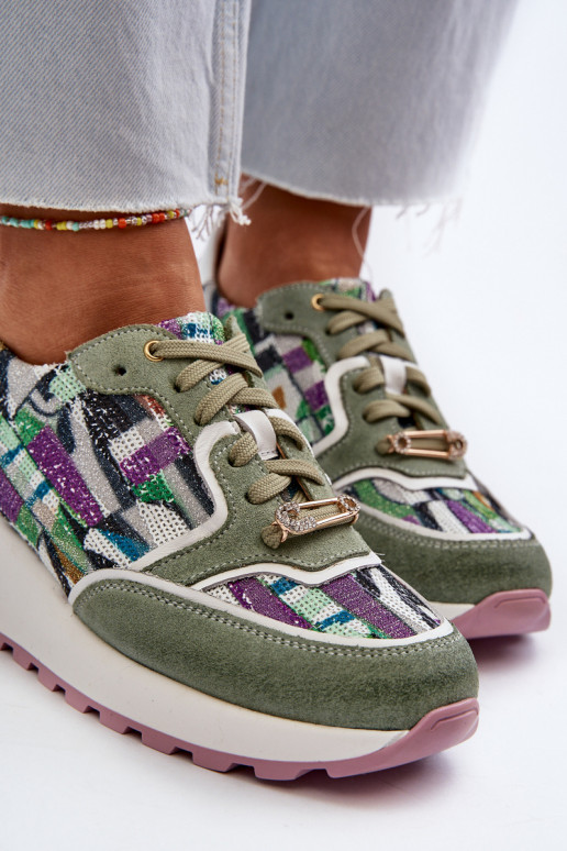 Tenisky  s platformou  06390-09 Seledynowe  Tenisky  s platformou  06390-09 Seledynowe