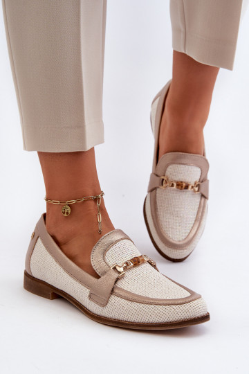 mokasíny s ornamenty zlaté barvy  06442-25 zlaté barvy