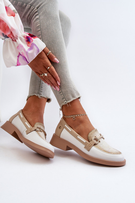 mokasíny boty   06493-11 Bílá-béžové  mokasíny boty   06493-11 Bílá-béžové