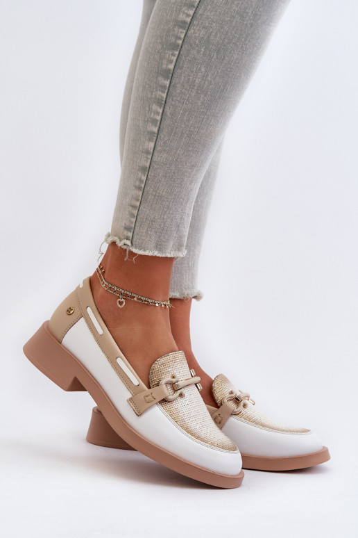 mokasíny boty   06493-11 Bílá-béžové  mokasíny boty   06493-11 Bílá-béžové