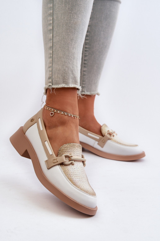 mokasíny boty   06493-11 Bílá-béžové  mokasíny boty   06493-11 Bílá-béžové