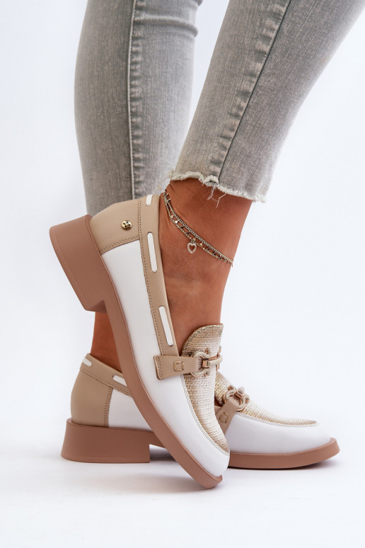 mokasíny boty   06493-11 Bílá-béžové  mokasíny boty   06493-11 Bílá-béžové