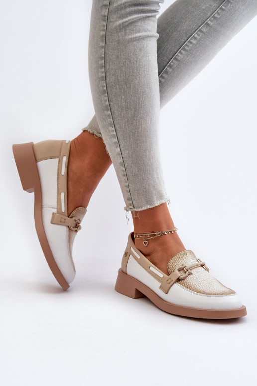 mokasíny boty   06493-11 Bílá-béžové  mokasíny boty   06493-11 Bílá-béžové