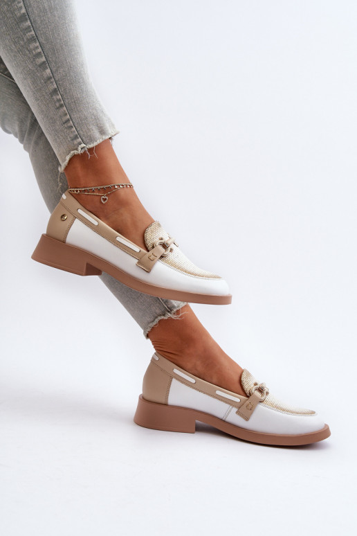 mokasíny boty   06493-11 Bílá-béžové  mokasíny boty   06493-11 Bílá-béžové