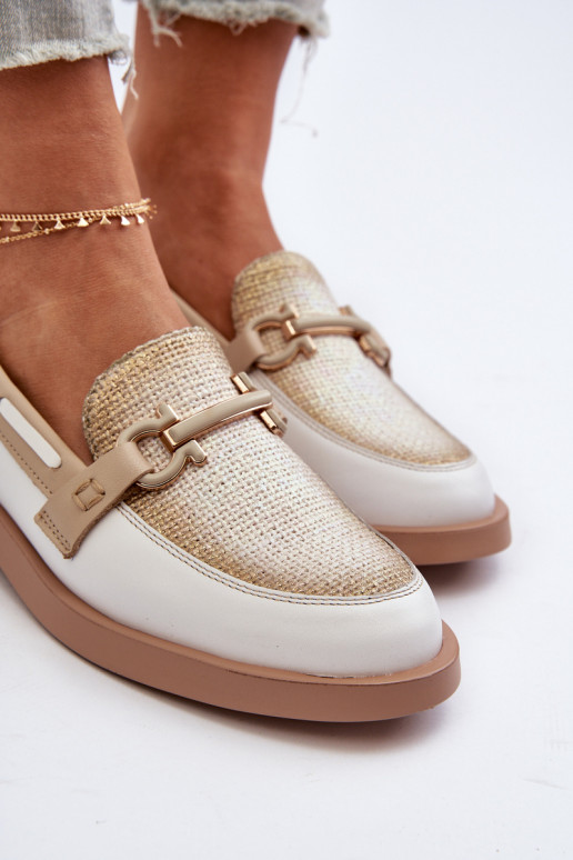 mokasíny boty   06493-11 Bílá-béžové  mokasíny boty   06493-11 Bílá-béžové