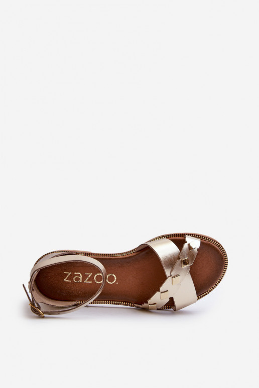Zazoo 40378 Ploché boty Dámské sandály  zlaté barvy Zazoo 40378 Ploché boty Dámské sandály  zlaté barvy