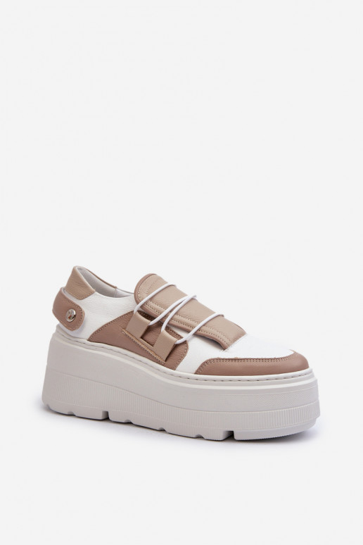 Zazoo 1833 Tenisky   s módní masivní podrážkou béžové-bílé Zazoo 1833 Tenisky   s módní masivní podrážkou béžové-bílé