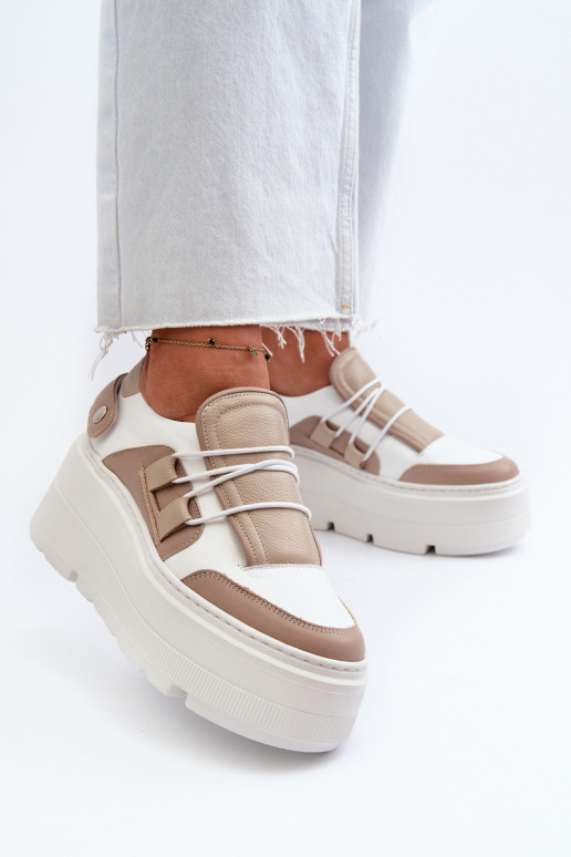 Zazoo 1833 Tenisky   s módní masivní podrážkou béžové-bílé Zazoo 1833 Tenisky   s módní masivní podrážkou béžové-bílé