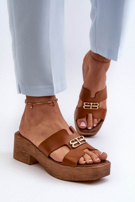 Zazoo 40412  Elegantní styl Dámské pantofle se zlatými detaily hnědá