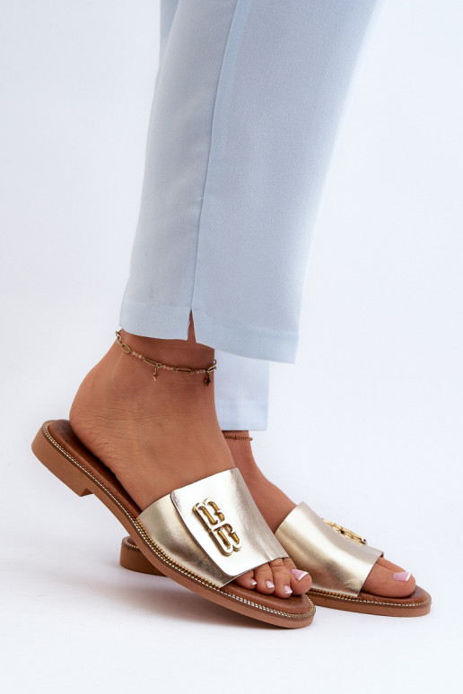 Zazoo 40384 Elegantní styl Pantofle  zlaté barvy