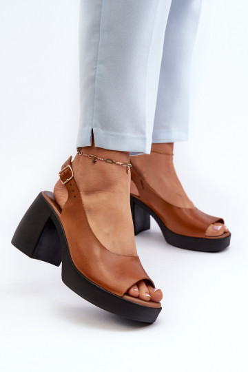 Zazoo 40376 Dámské sandály se širokým podpatkem hnědá