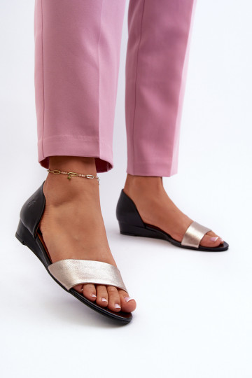 Dámské sandály  1971-67 Černé a-zlaté barvy