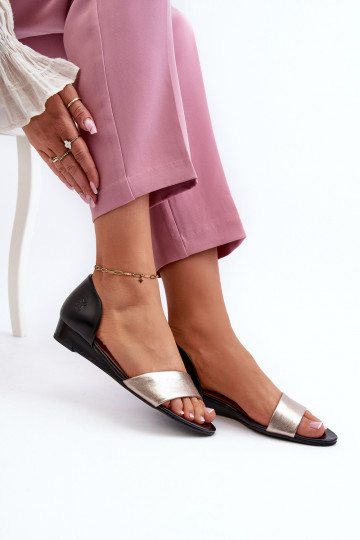 Dámské sandály  1971-67 Černé a-zlaté barvy 2