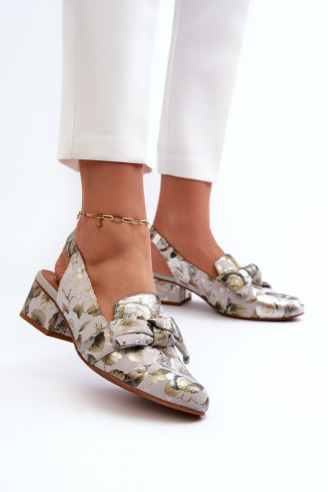 Dámské sandály na nízkém podpatku S květinami  N6539-38 zelené