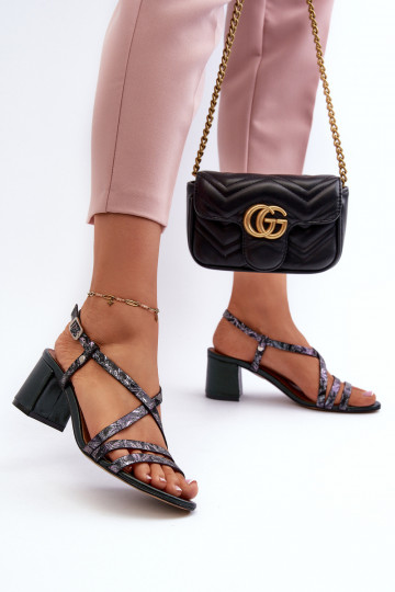 Dámské sandály s nízkými podpatky  06653-09 khaki