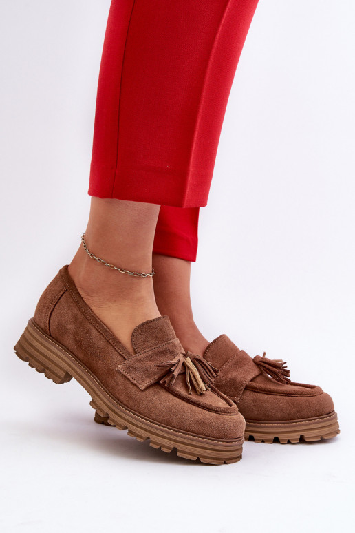 Zazoo 3469 Semišové mokasíny  se střapci hnědá Zazoo 3469 Semišové mokasíny  se střapci hnědá