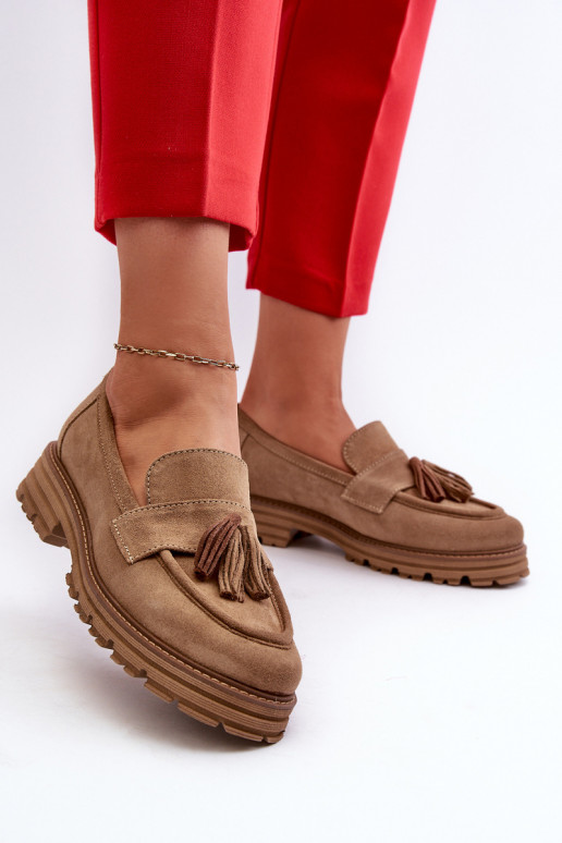 Zazoo 3469 Semišové mokasíny  se střapci béžové Zazoo 3469 Semišové mokasíny  se střapci béžové