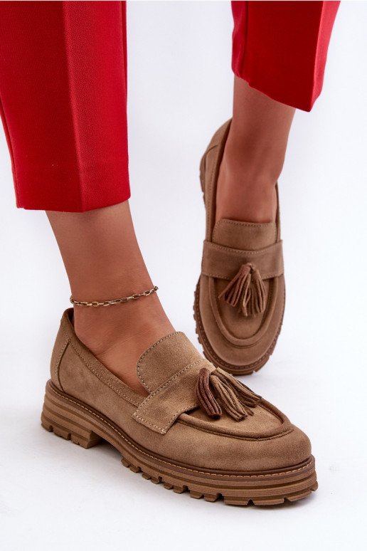 Zazoo 3469 Semišové mokasíny  se střapci béžové Zazoo 3469 Semišové mokasíny  se střapci béžové