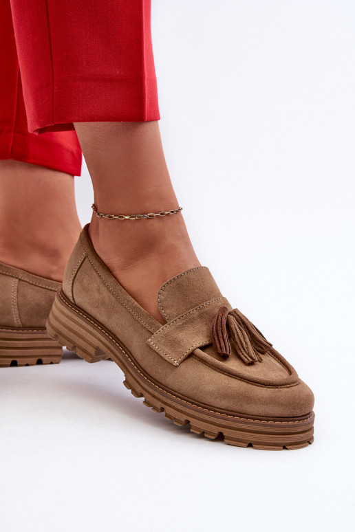 Zazoo 3469 Semišové mokasíny  se střapci béžové Zazoo 3469 Semišové mokasíny  se střapci béžové