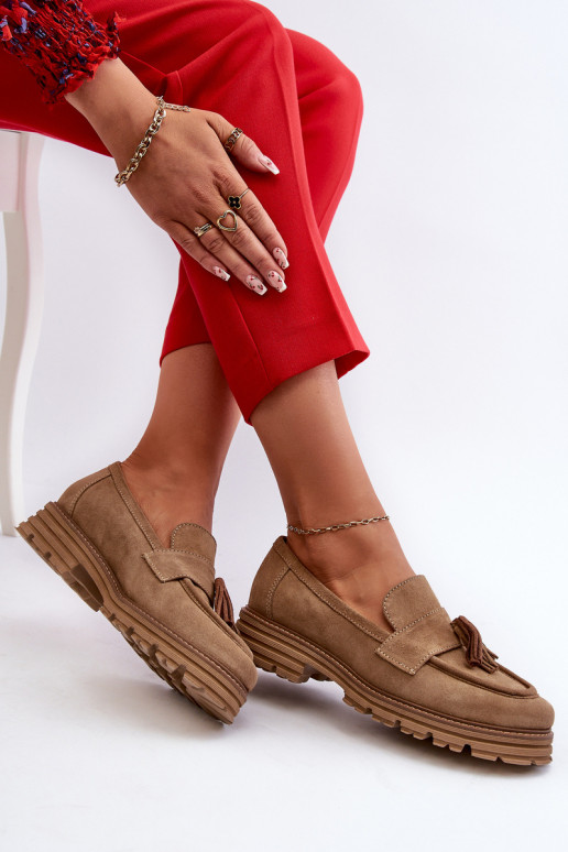 Zazoo 3469 Semišové mokasíny  se střapci béžové Zazoo 3469 Semišové mokasíny  se střapci béžové