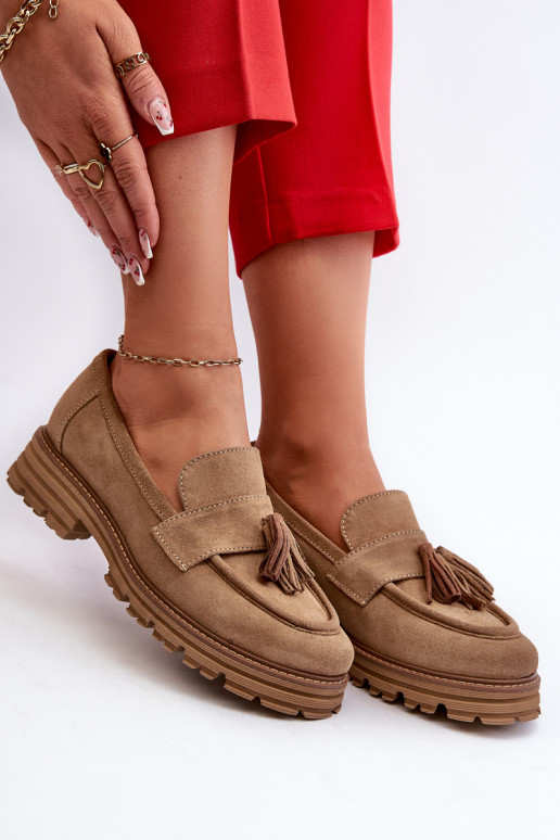 Zazoo 3469 Semišové mokasíny  se střapci béžové Zazoo 3469 Semišové mokasíny  se střapci béžové