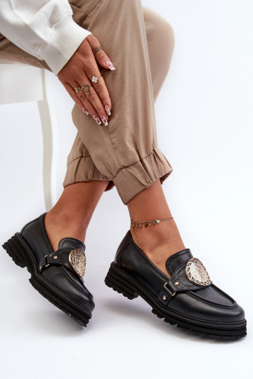 Zazoo 3485 Dámské mokasíny se zlatými detaily pravá kůže 2