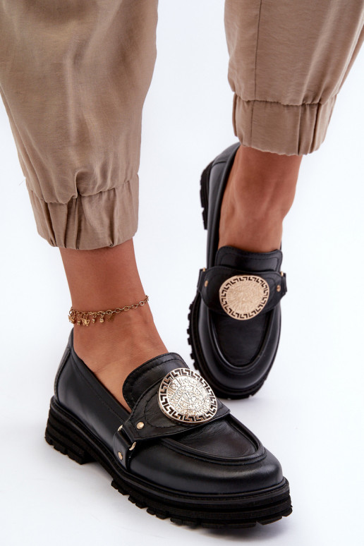 Zazoo 3485 Dámské mokasíny se zlatými detaily pravá kůže Zazoo 3485 Dámské mokasíny se zlatými detaily pravá kůže